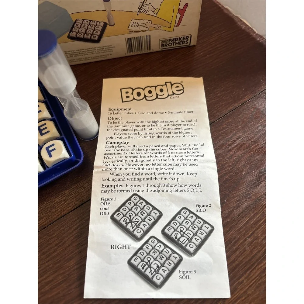 90s VTG Boggle Classic Letter Cube‎ Word Game Parker Brothers Complete w/Manual
